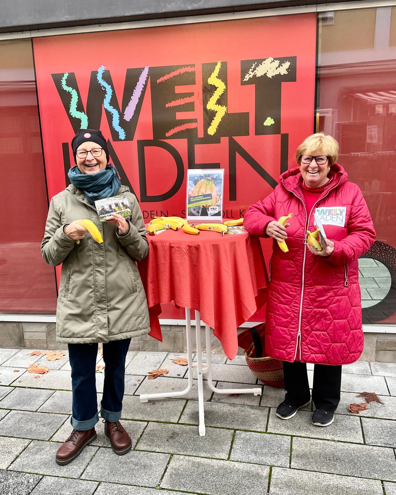 Fairtrade Bananen in der Fußgängerzone Horn